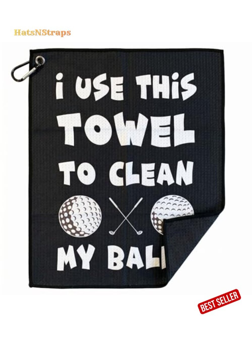 Waffle Weave Microfiber Golf Towel with Carabiner Clip - Funny Gift for Men